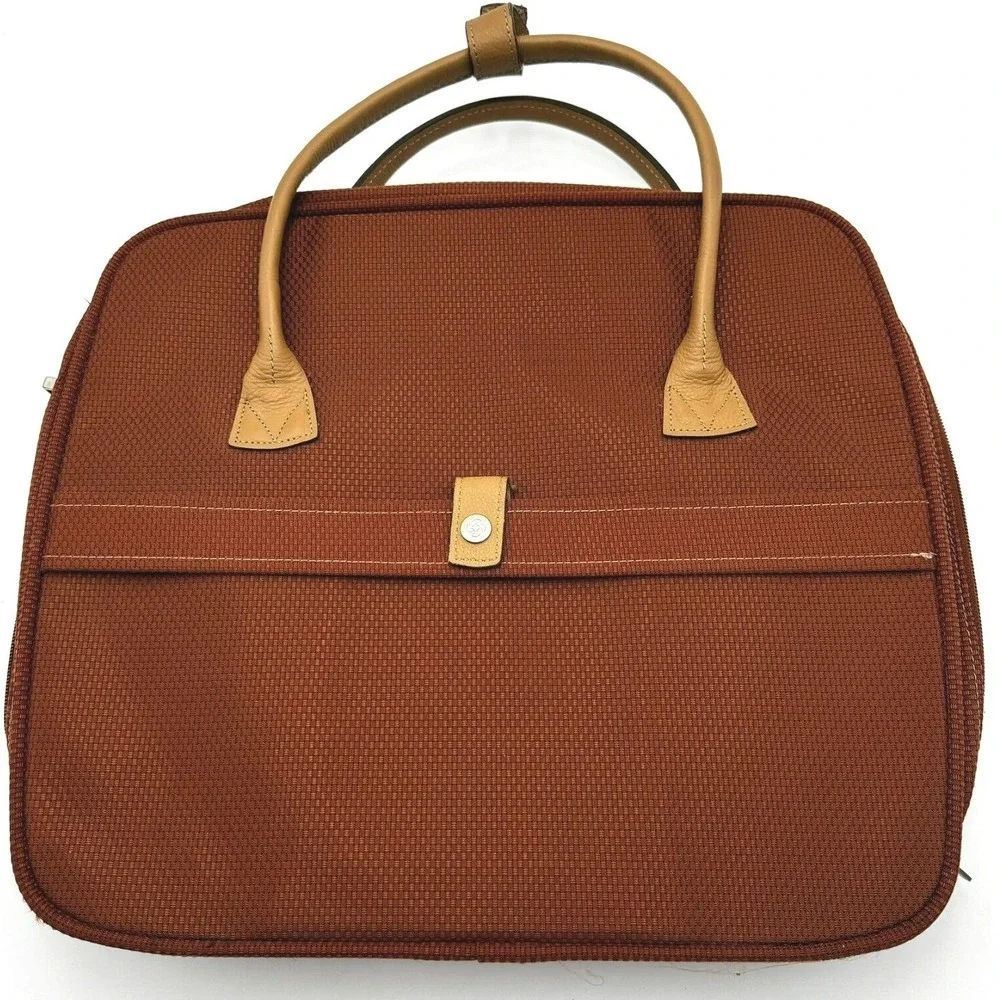 SAMSONITE burnt orange tweed footed briefcase laptop‎ bag carry on leather strap